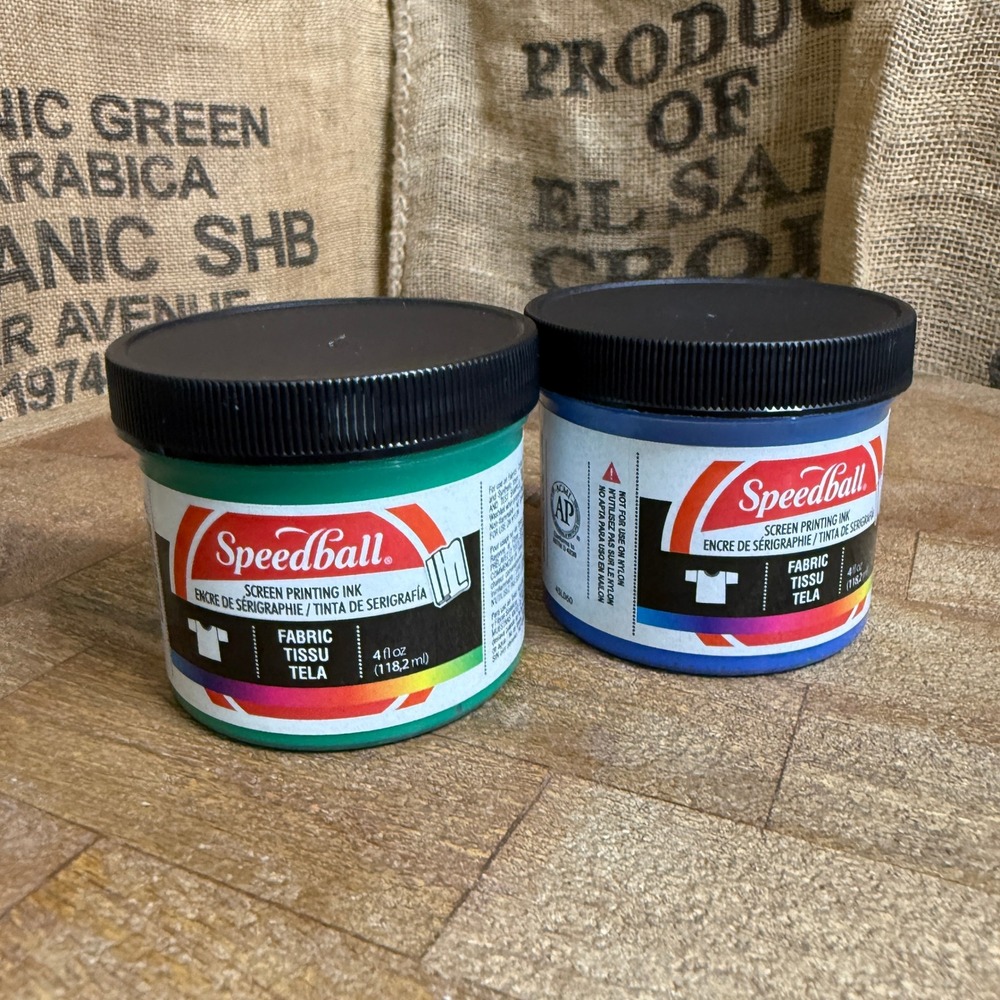 Speedball Screen Printing Ink 4oz Blue Green NEW  Lot 2